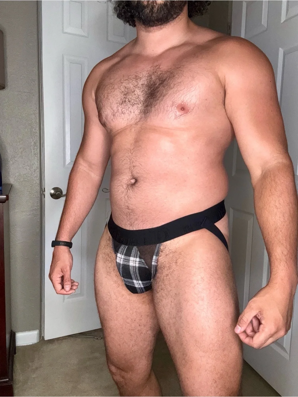 TIMOTEO Black Plaid Men's Brief Jockstrap - Supportive Fit